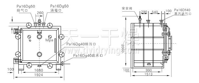 Schematic diagram of the structure of a square static vacuum dryer